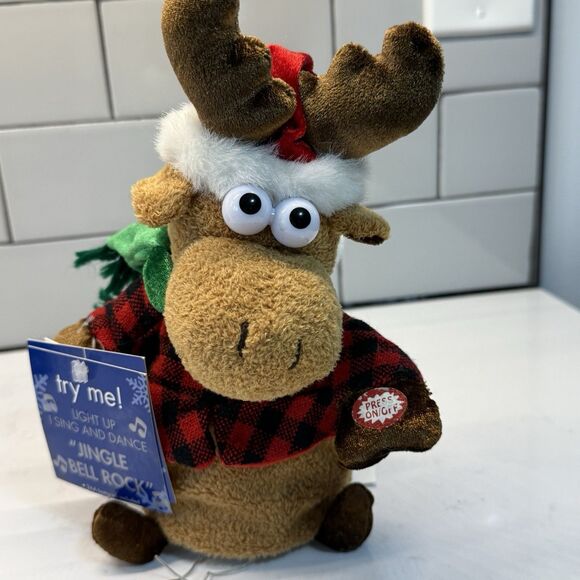Vtg Dan Dee Reindeer Moose Plush Plays Jingle Bell Rock Melody Toy Sings Dances - Picture 2 of 16